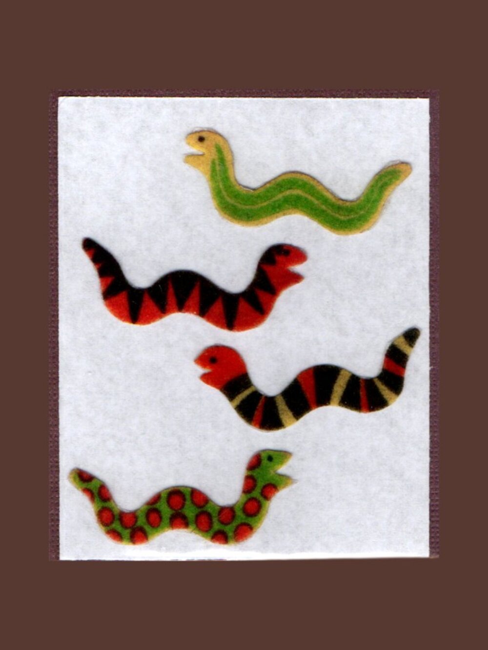 5/$20 Sandylion Fuzzy Snakes Vintage Stickers New Backing